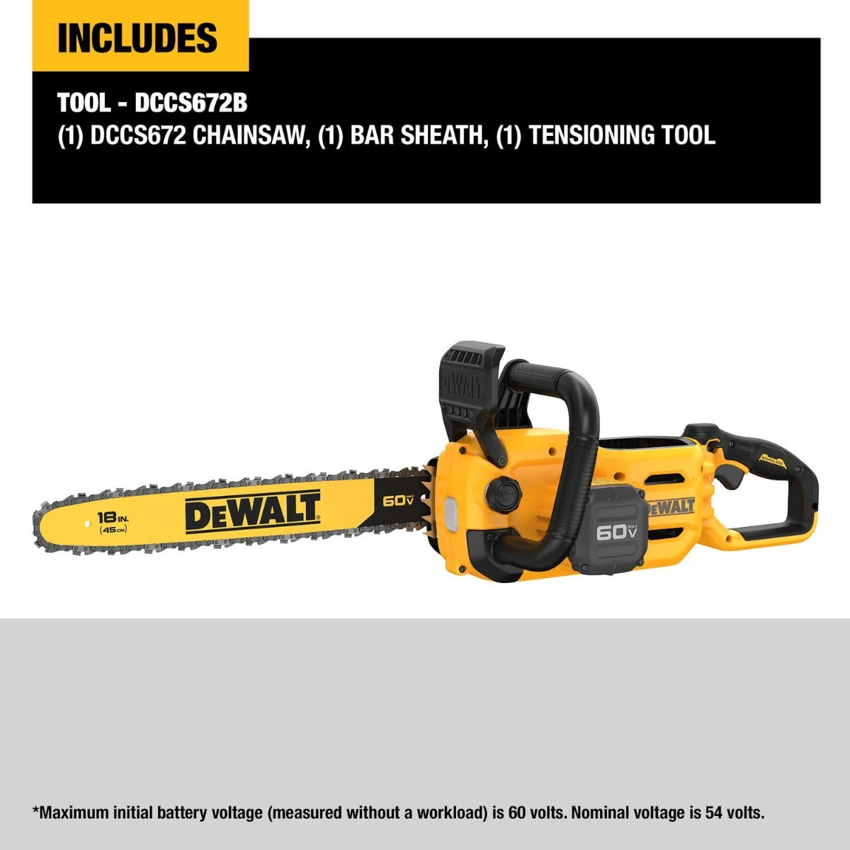 DeWalt DCCS672B DW 60V 18IN Chainsaw, Bare