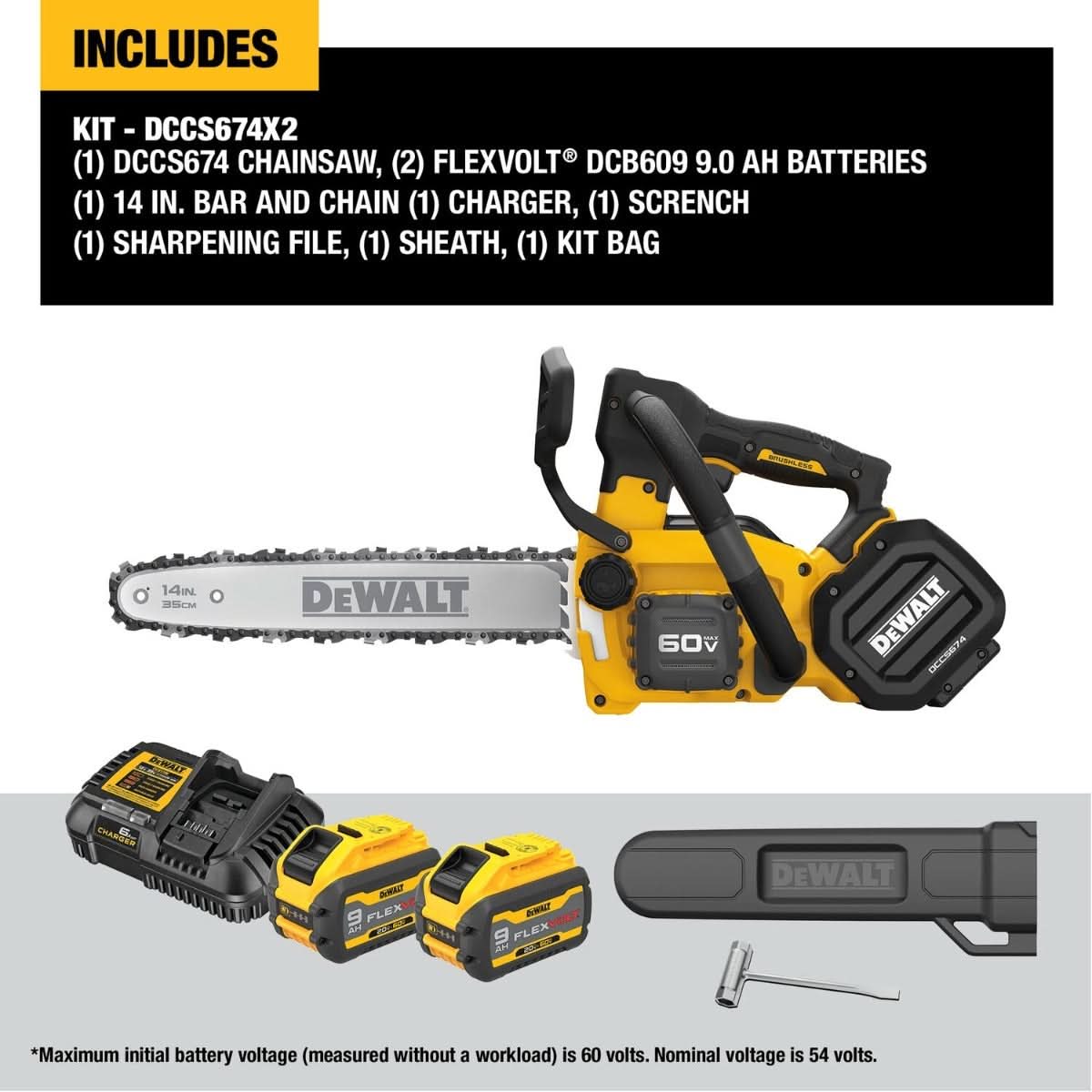 DeWalt DCCS674X2 FLEXVOLT 20V/60V MAX Brushless 14-in. Top Handle