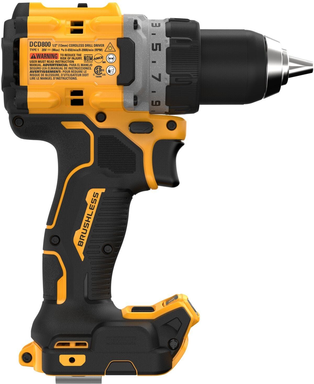 DeWALT DCD800B 20V MAX XR Brushless Compact 1/2-in. Drill/Driver, Tool Only