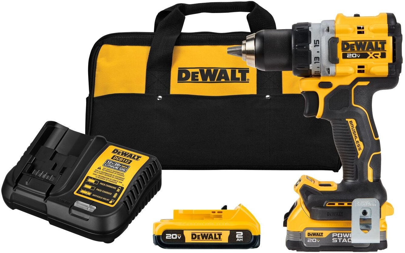DeWALT DCD800D1E1 20V MAX XR Brushless Compact 1/2-in. Drill/Driver PowerStack 1.7Ah Kit