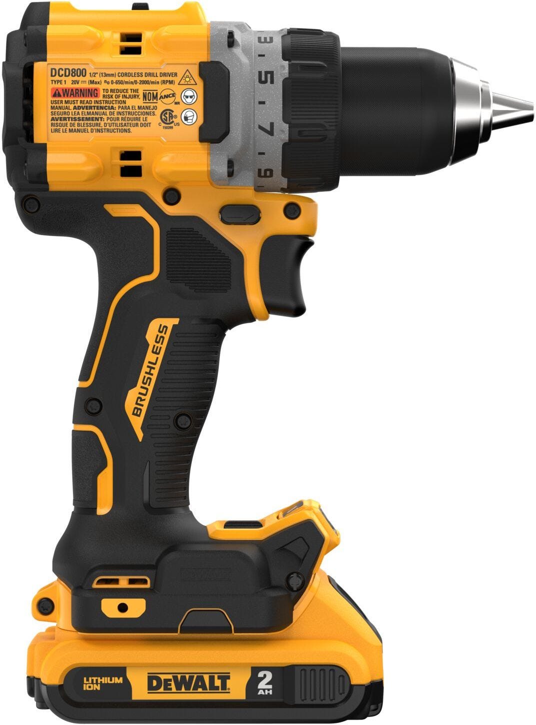 DeWALT DCD800D2 20V MAX XR Brushless Compact 1/2-in. Drill/Driver 2.0Ah Kit
