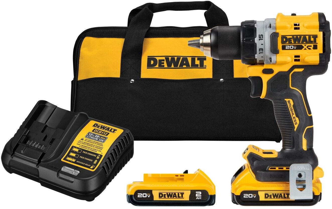 DeWALT DCD800D2 20V MAX XR Brushless Compact 1/2-in. Drill/Driver 2.0Ah Kit