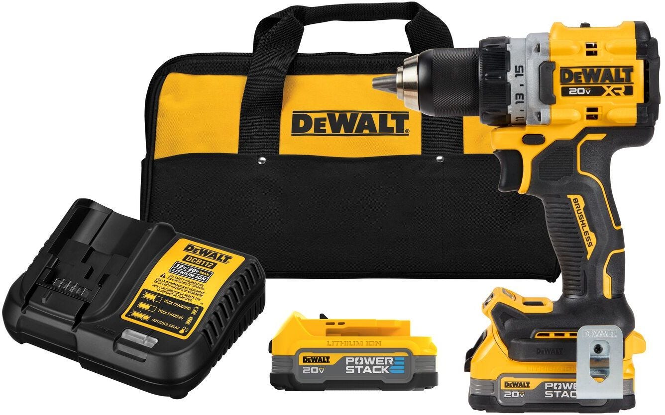 DeWALT DCD800E2 20V MAX XR Brushless Compact 1/2-in Drill/Driver PowerStack 1.7Ah Kit