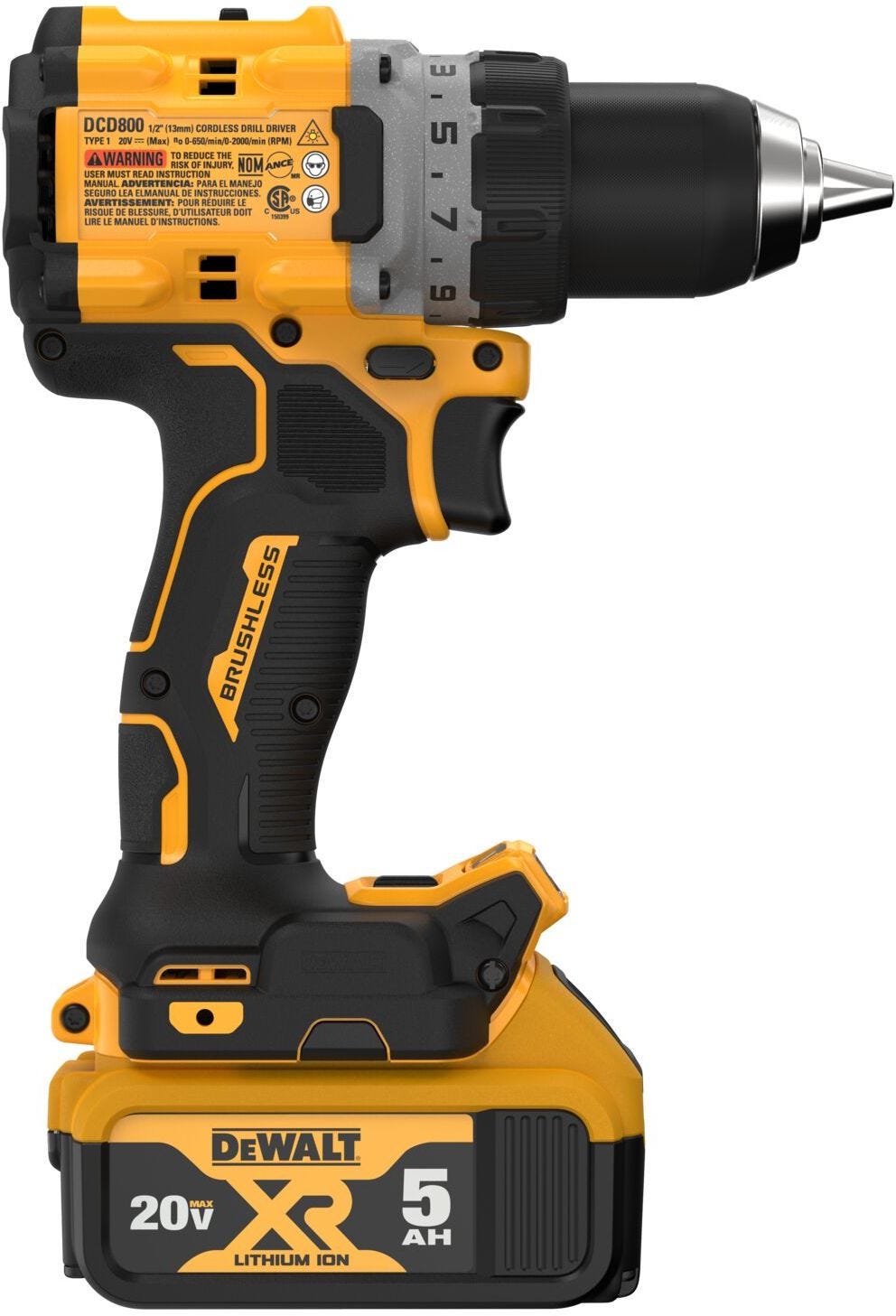 DeWALT DCD800P1 20V MAX XR Brushless Compact 1/2-in. Drill/Driver 5.0Ah Kit