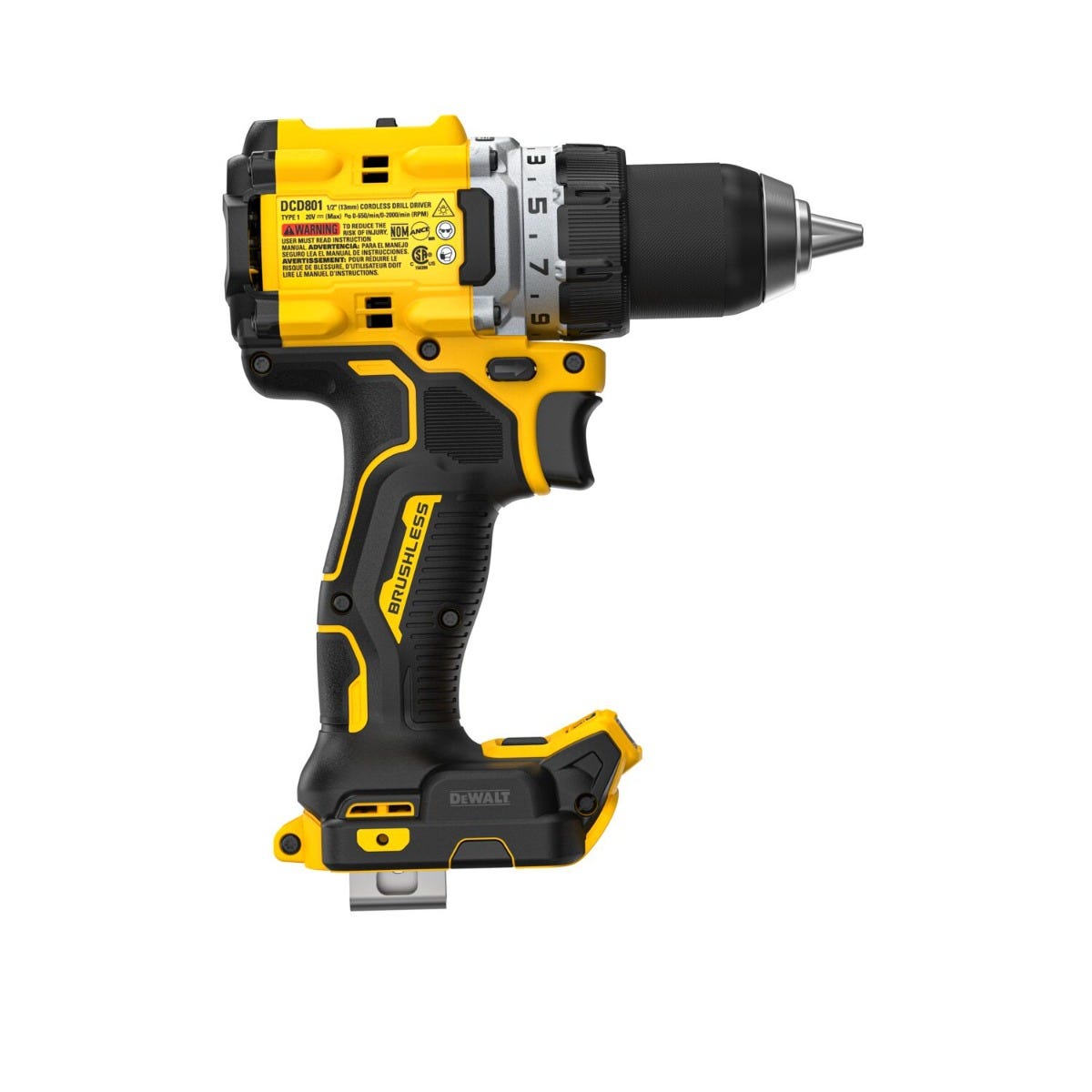 DeWALT DCD801B 20V MAX XR Brushless Cordless 1/2-in. Drill/Driver, Tool Only