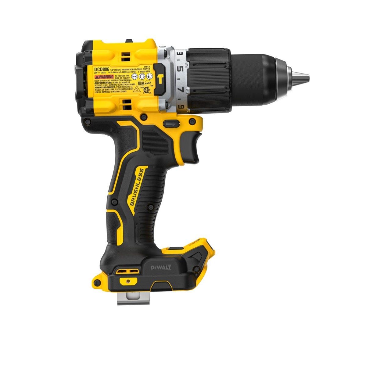 DeWALT DCD806B 20V MAX XR Brushless Cordless 1/2-in. Hammer Drill, Tool Only