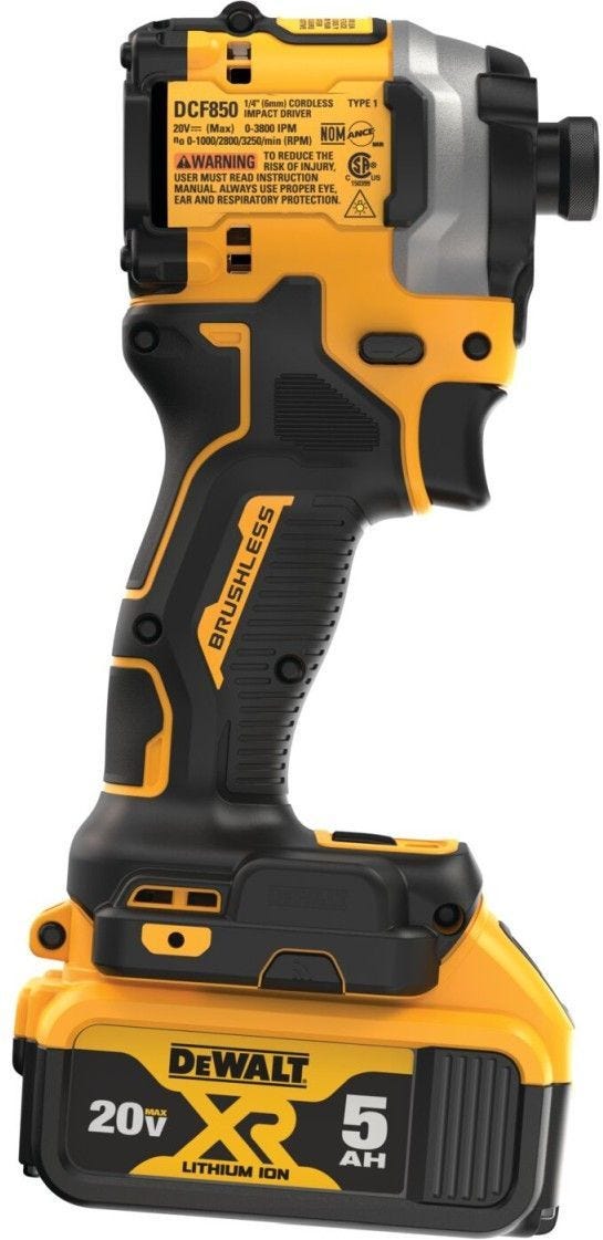 DeWALT DCF850P1 ATOMIC 20V MAX* 1/4 -in. Brushless Cordless 3-Speed Impact Driver Kit, 1 Battery