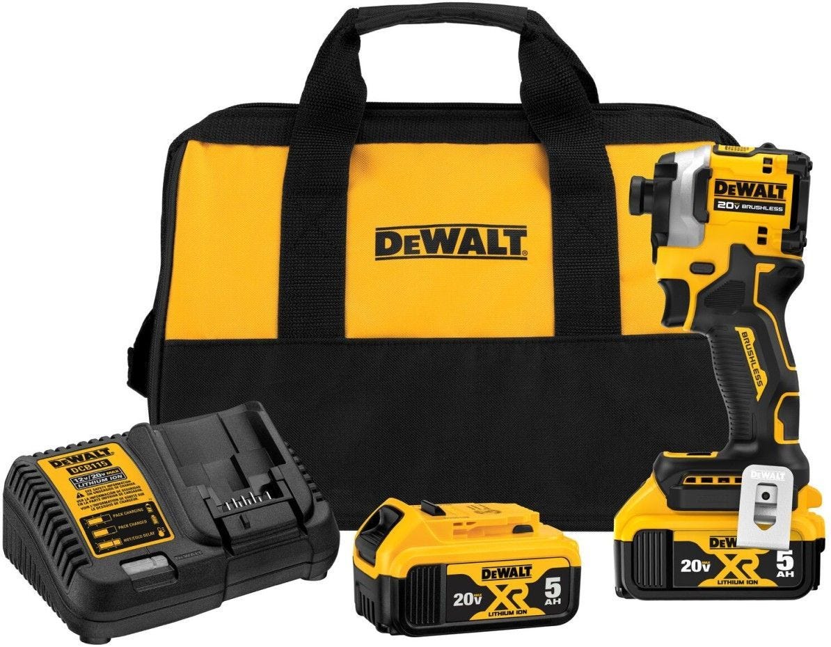 DeWALT DCF850P2 ATOMIC 20V MAX* 1/4 -in. Brushless Cordless 3-Speed Impact Driver Kit, 2 Batteries