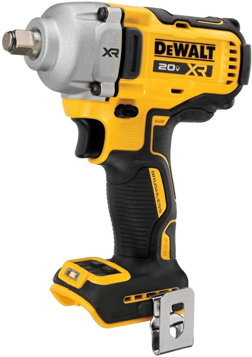 DeWalt 20V MAX XR 1/2 in. Mid-Range Impact Wrench w/ Hog Ring Anvil plus 20V MAX POWERSTACK 1.7Ah Compact Battery 2-Pack