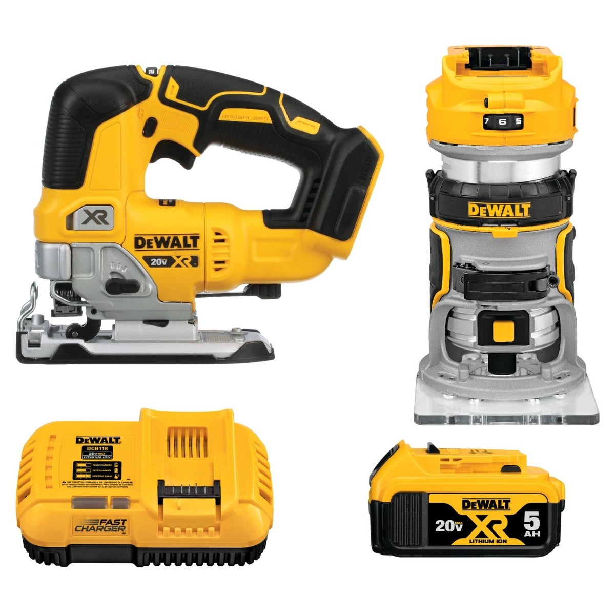 DeWalt DCK201P1 20V MAX XR Brushless 2-Tool Woodworking 5.0Ah Combo Kit