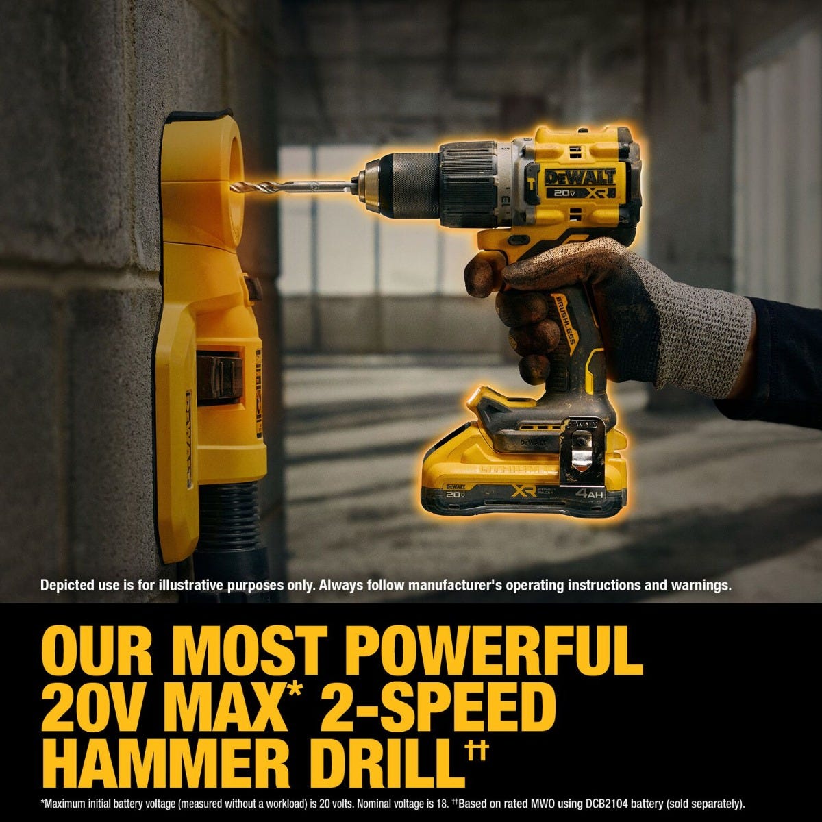 DeWALT DCK251E1QQ1 20V MAX Brushless 2-Tool Hammer Drill + Impact Drive Powerstack Combo Kit