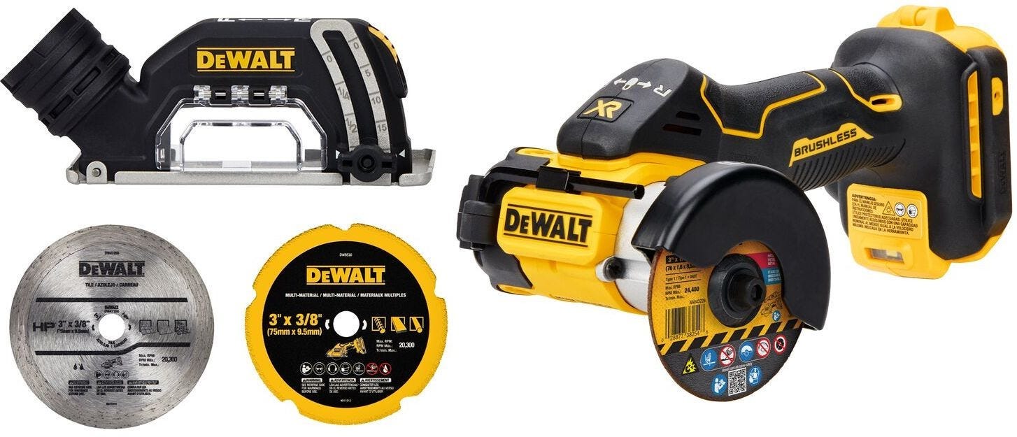 DeWalt 20V MAX XR Brushless 3 in. Cut-Off Tool (Tool Only) with 3" X 1/16" X 3/8" A60T Long Life Wheel