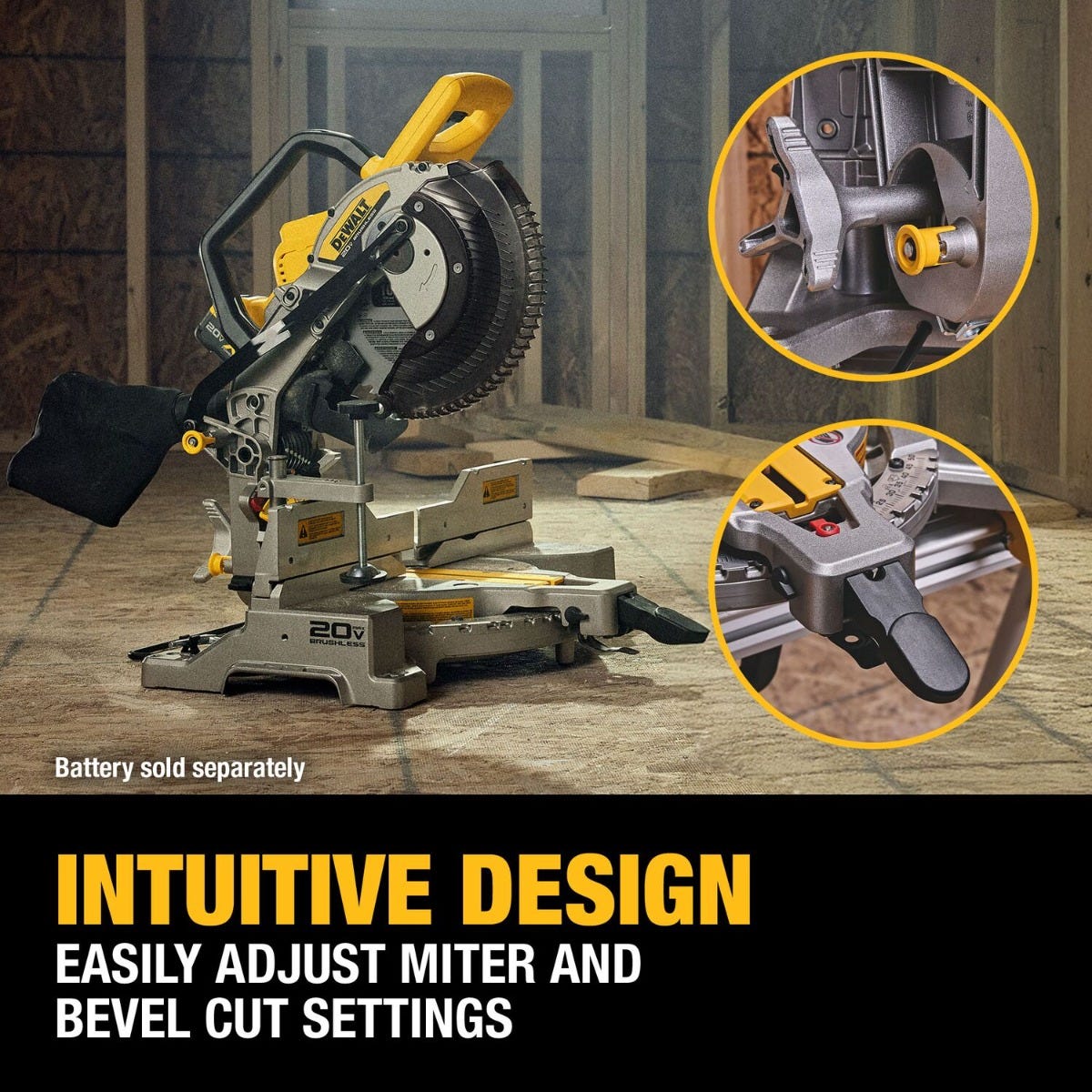 DeWALT DCS714B DEWALT 20V MAX XR 10-in. Double Bevel Fixed Miter Saw, Tool Only