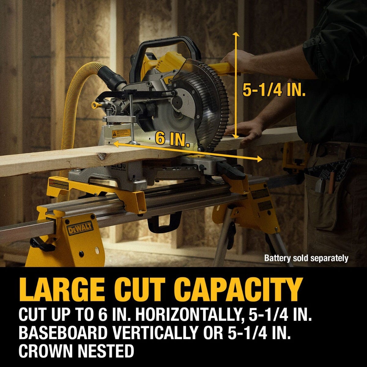 DeWALT DCS714B DEWALT 20V MAX XR 10-in. Double Bevel Fixed Miter Saw, Tool Only