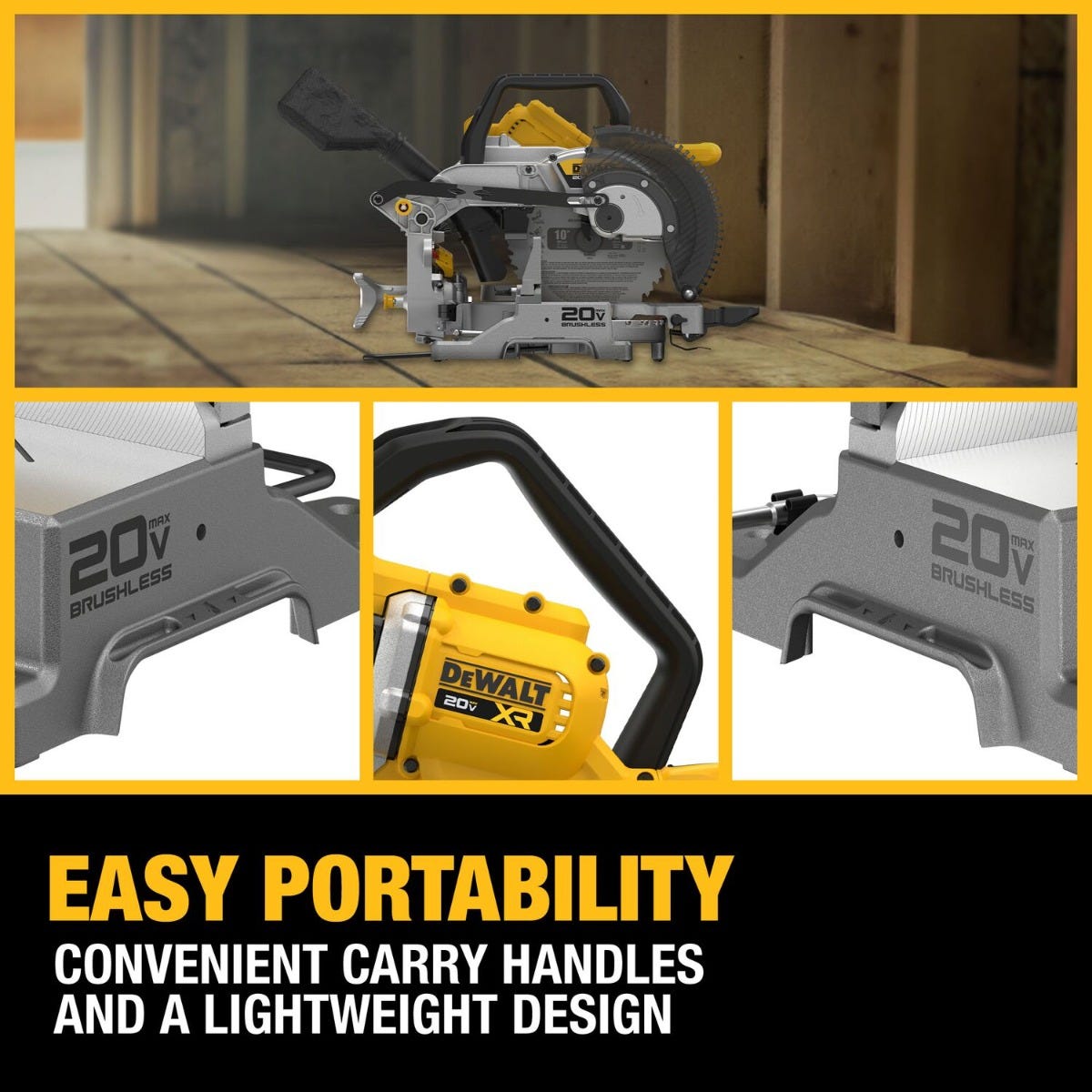 DeWALT DCS714B DEWALT 20V MAX XR 10-in. Double Bevel Fixed Miter Saw, Tool Only