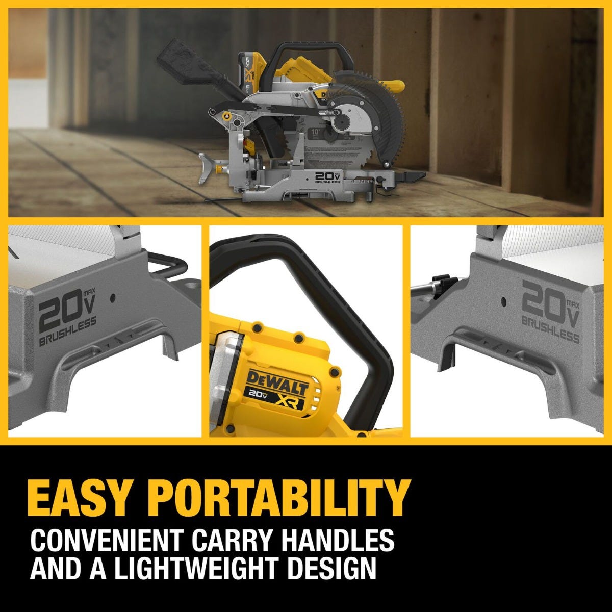 DeWALT DCS714WW1 DEWALT 20V MAX XR 10-in. Double Bevel Fixed Miter Saw 8.0Ah Kit