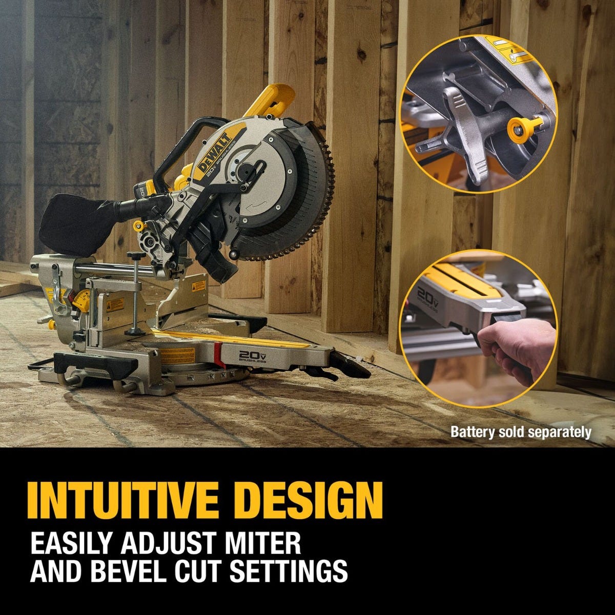 DeWALT DCS785B 20V MAX XR 12-in. Double Bevel Sliding Miter Saw, Tool Only