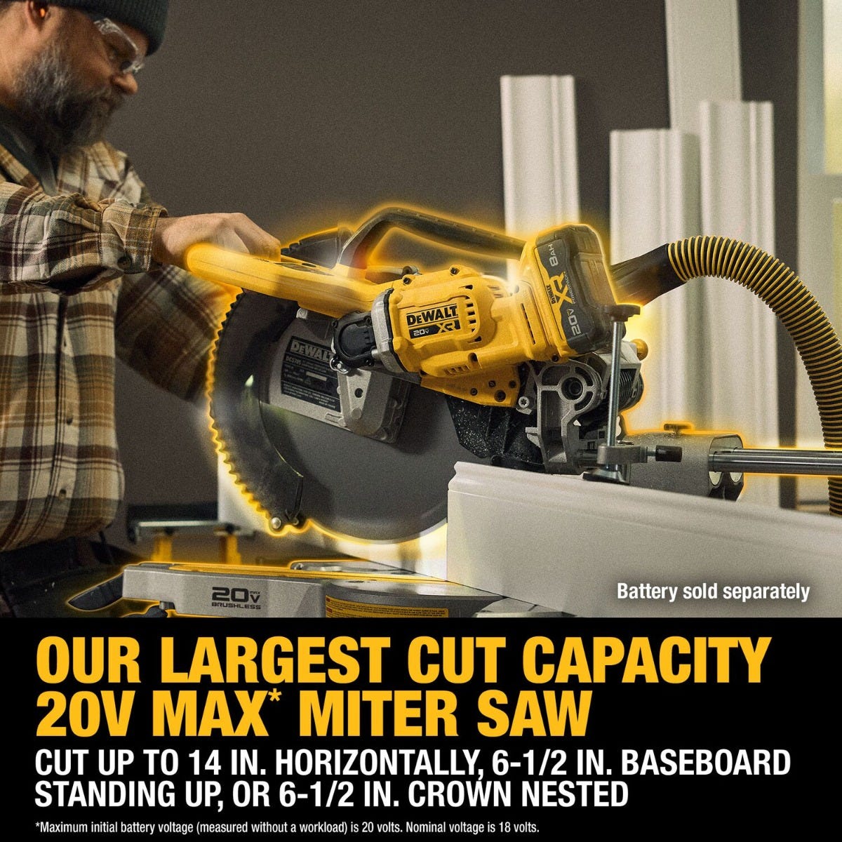 DeWALT DCS785B 20V MAX XR 12-in. Double Bevel Sliding Miter Saw, Tool Only