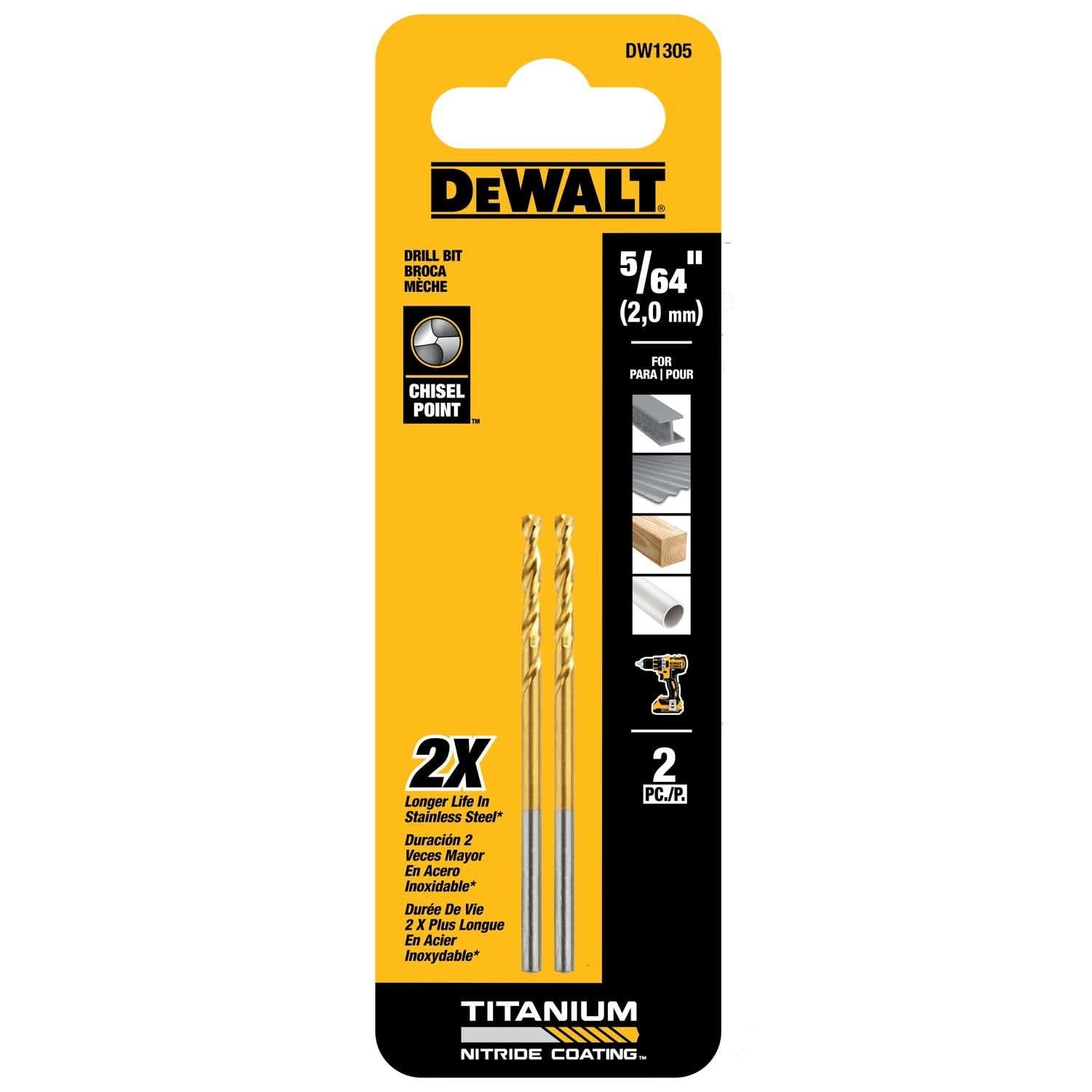 DeWalt DW1305 5/64" Titanium Nitride Coating Speed Tip Drill