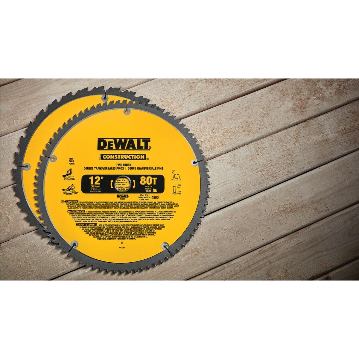 DeWalt DW3128P5 Construction 12-Inch Saw Blades, 32-Tooth and 80-Tooth