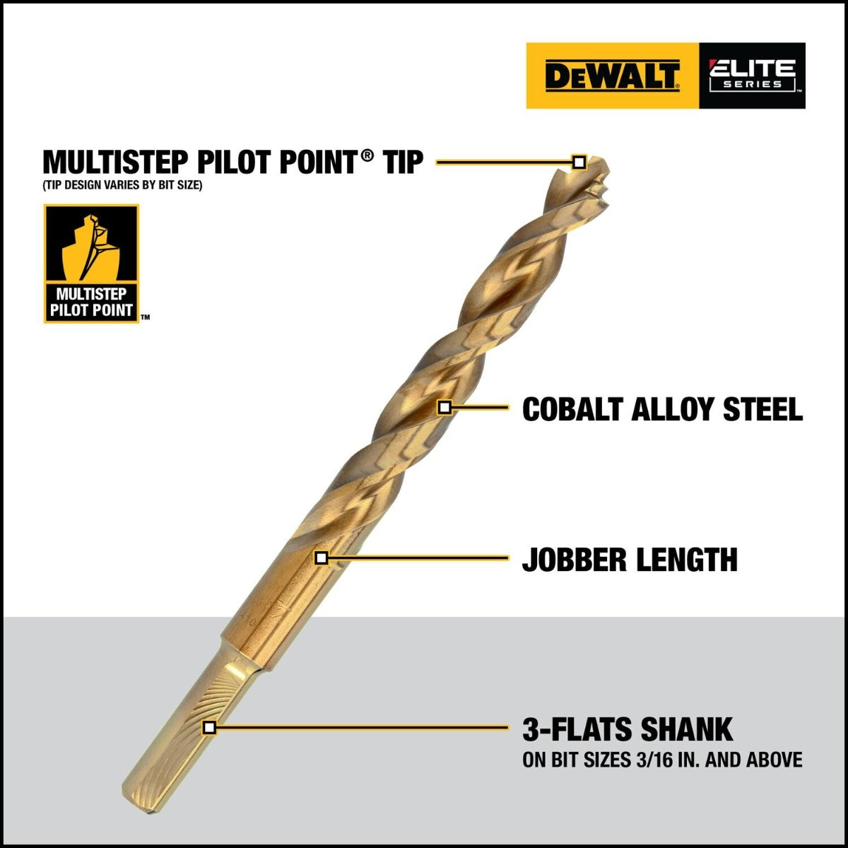 DeWALT DWAMDCE14SET 14-Piece ELITE SERIES Cobalt Drill Bit Set