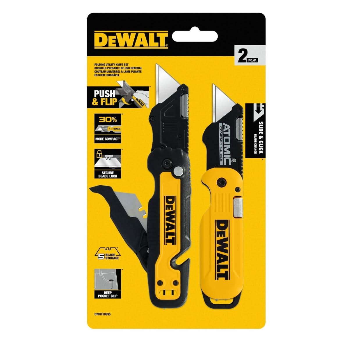 DeWalt DWHT10995 Push and Flip Folding Utility Knife Set – Tool Nut