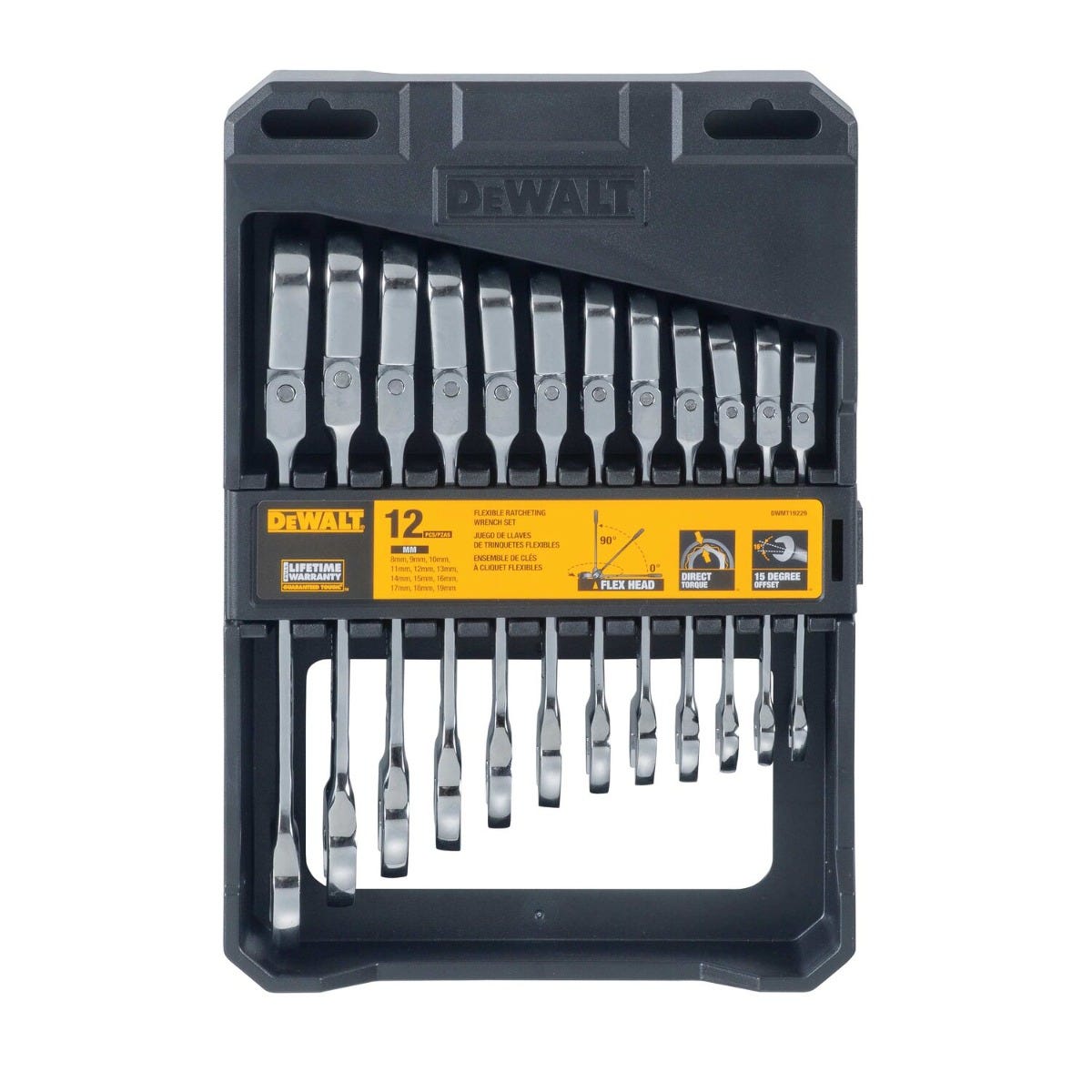 Dewalt DWMT19229 12 Piece Flex Head Ratcheting Metric Wrench Set