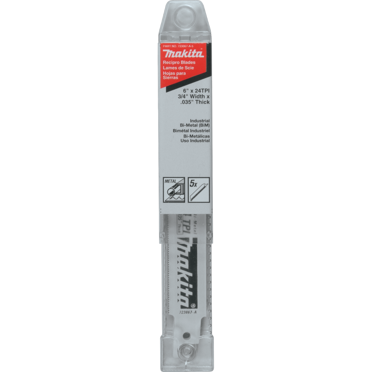 Makita 723067-A-5 6" Metal Cutting Recipro Saw Blade, 24TPI, 5/pk