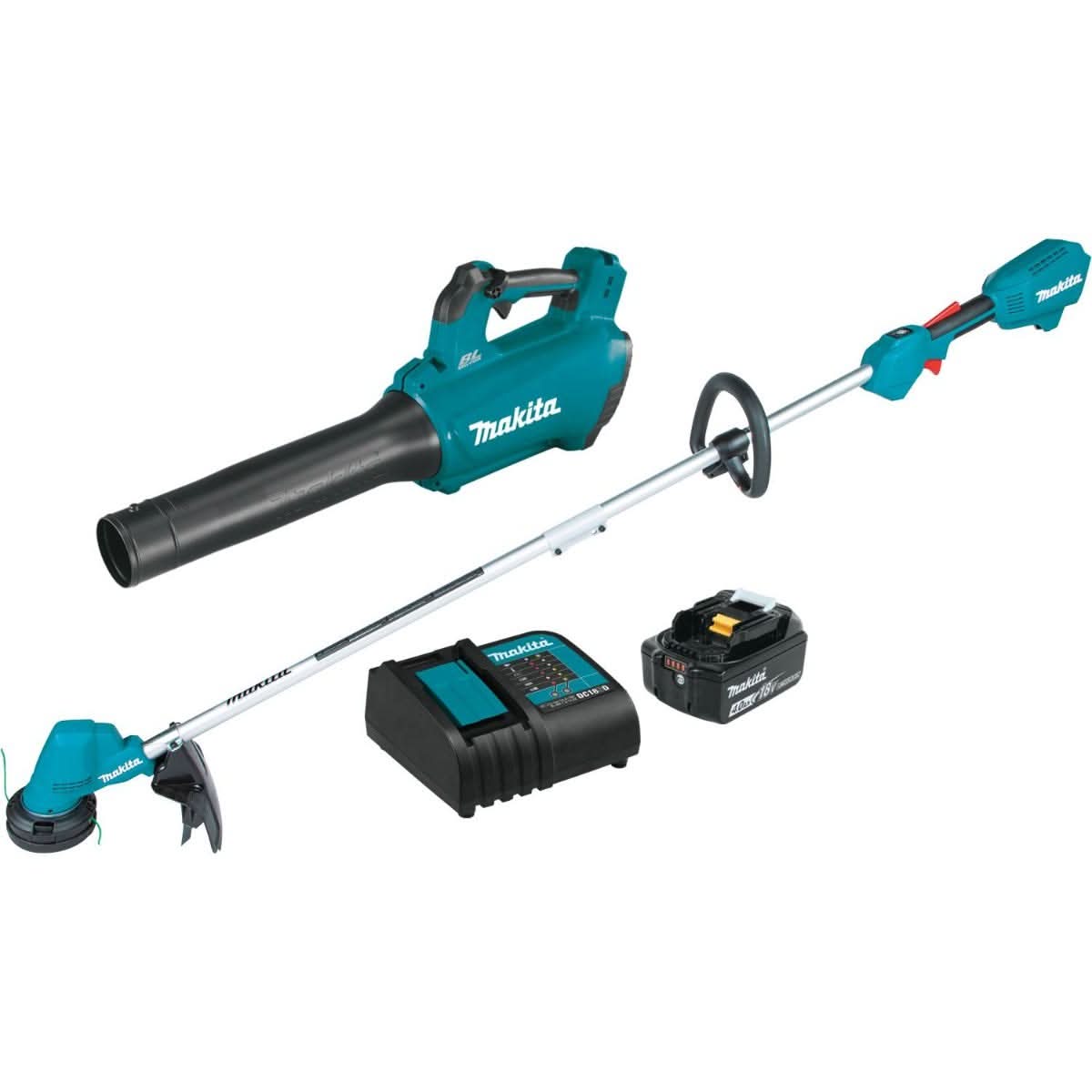 Makita 18V LXT Brushless Blower Trimmer 4.0Ah Combo Kit plus Blower Nozzle and Twisted Trimmer Line.