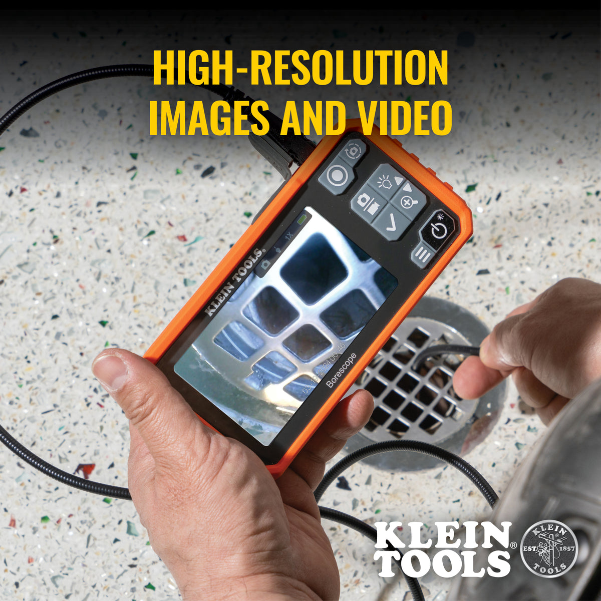 Klein ET18 borescope armored snake for drain inspection