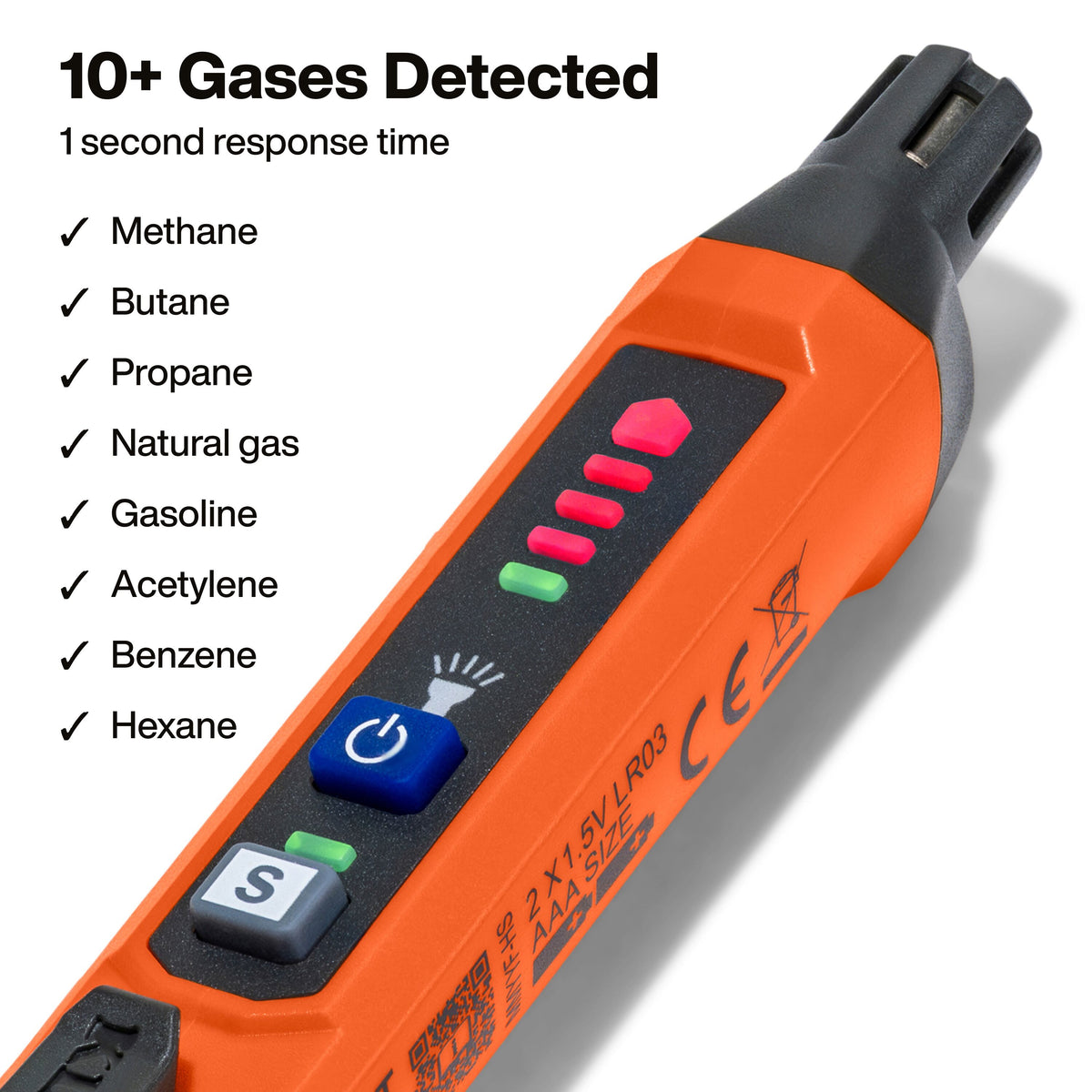 Klein Tools ET190 gas leak detector detecting combustible gas from 50 to 2000 ppm