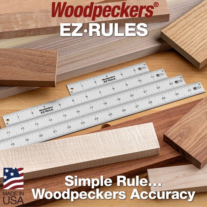Woodpeckers EZ-32-SET EZ-RULE 4-Piece Set - 1/16 and 1/32 Graduations