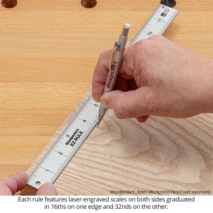 Woodpeckers EZ-32-SET EZ-RULE 4-Piece Set - 1/16 and 1/32 Graduations