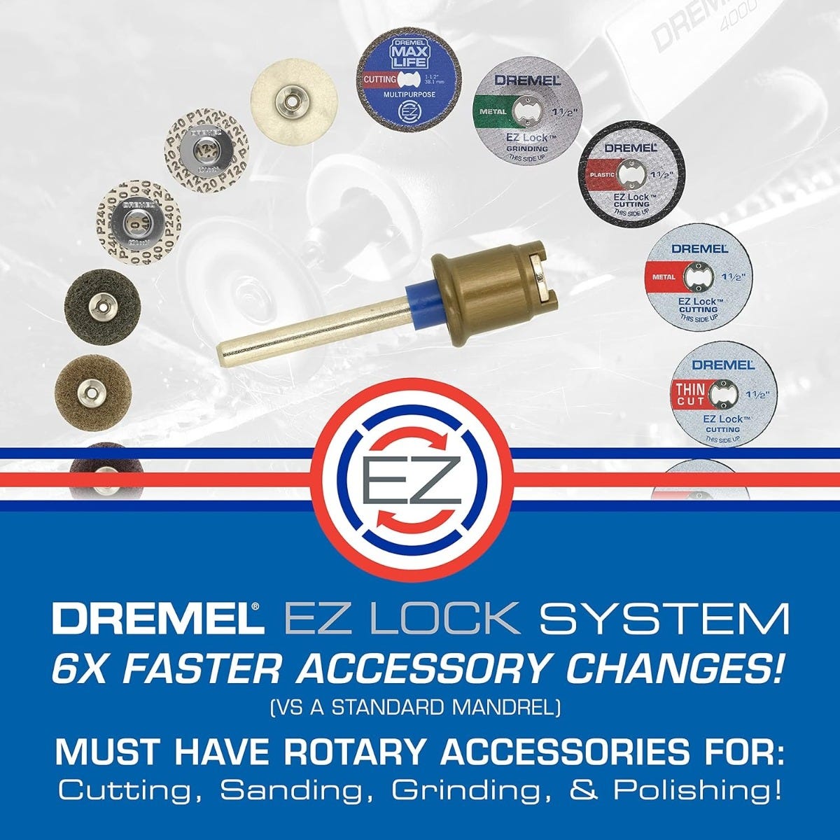 Dremel EZ686-01 EZ-Lock and Drum Sanding/Grinding Rotary Tool Accessory Kit, 18-Piece