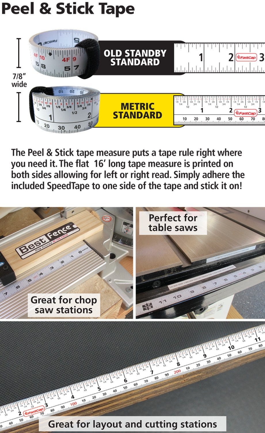 Fastcap Peel and Stick Tape Metric, 16-ft.