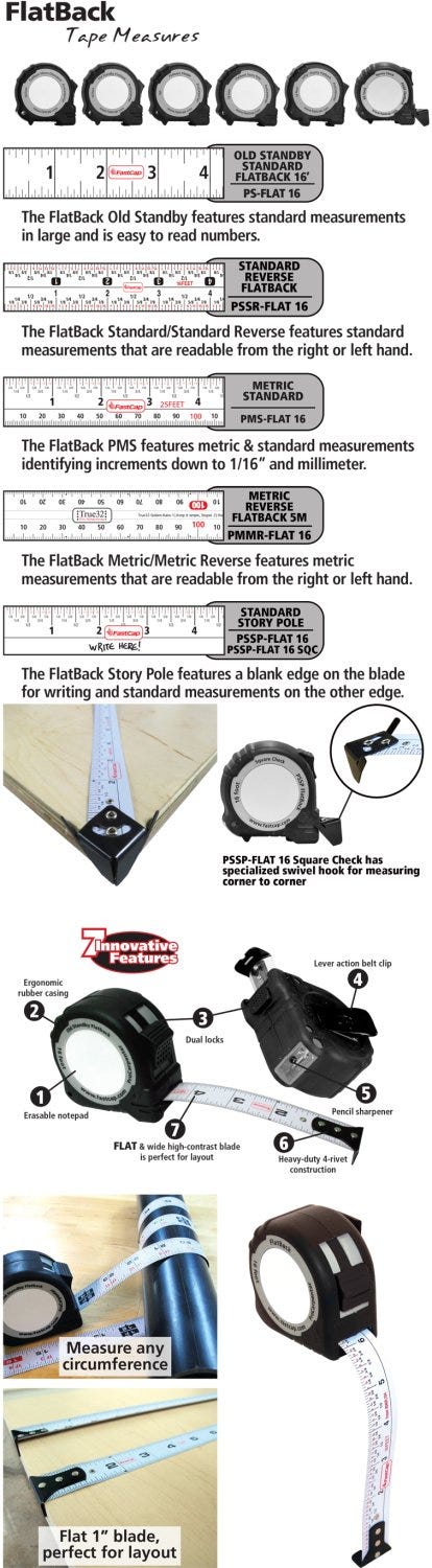 Fastcap Lefty/Righty Flatback Tape Measure, Imperial