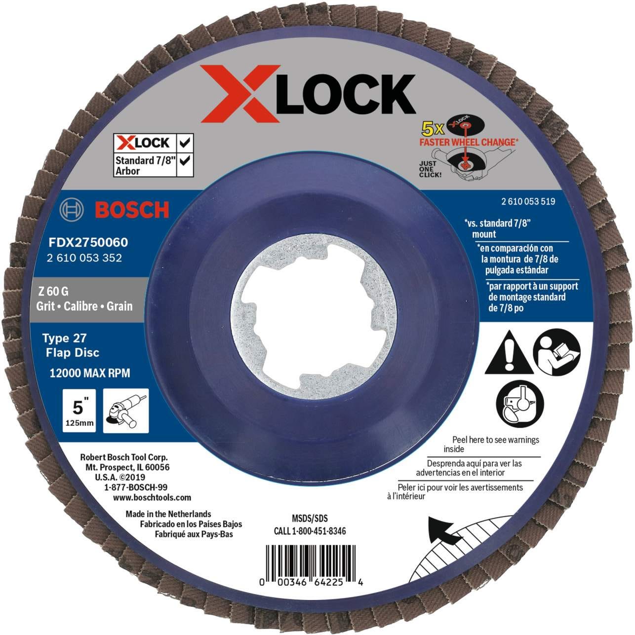 Bosch FDX2750060 X-Lock Flap Discs 5" - 60-Grit ,1-Pack