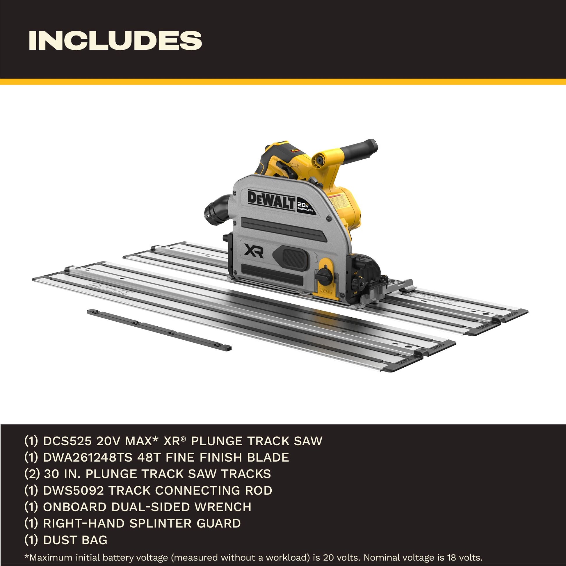 DEWALT 20V XR 6-1/2-in Track Saw (Tool + Track Kit)