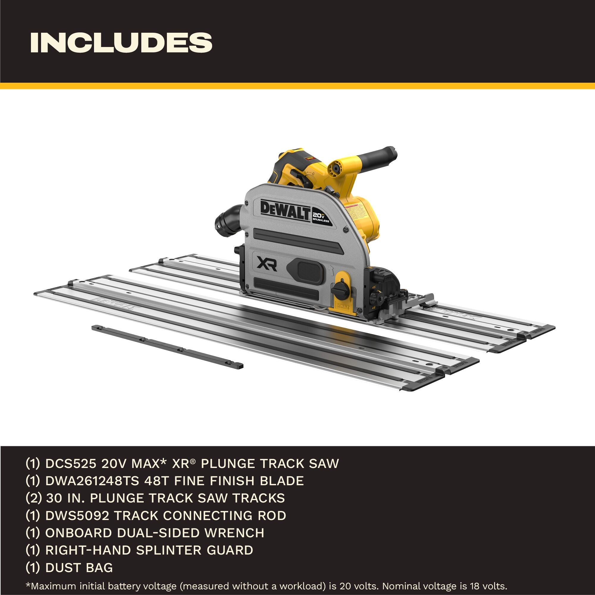 DEWALT 20V XR 6-1/2-in Track Saw (Tool + Track Kit)