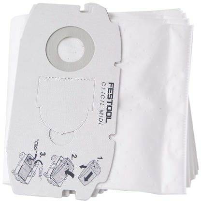 Festool 498411 Cloth Replacement Filter Bags For CT MIDI Dust Extractor, 5-Pack