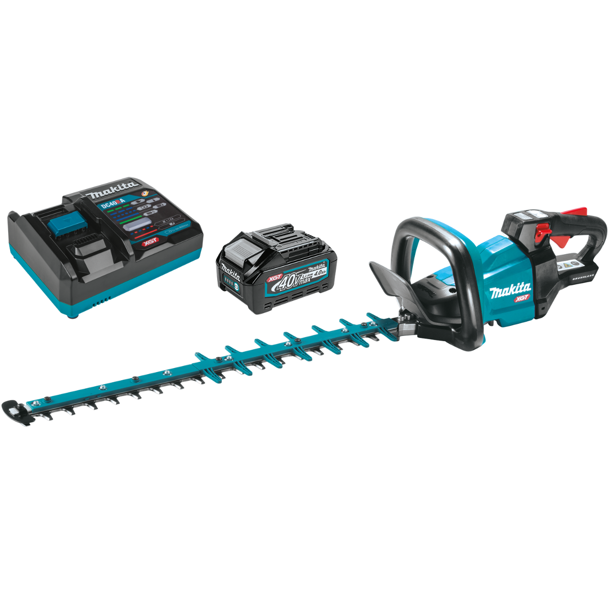 Makita 40V max XGT Brushless 24" Hedge Trimmer Kit (4.0Ah) with 4-Speed Compact Stick Vacuum
