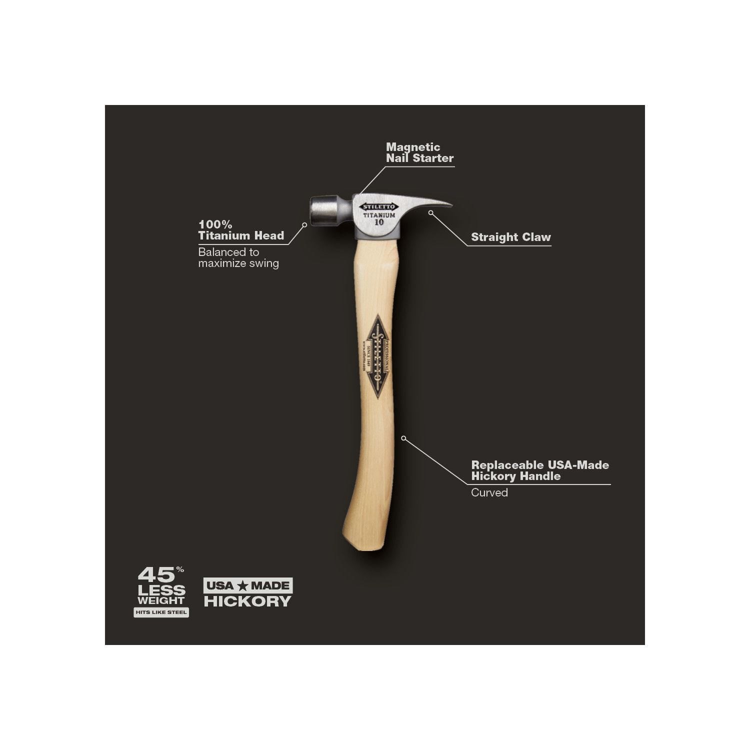 Stiletto FH10C 10oz Smooth/Curved Hickory Hammer