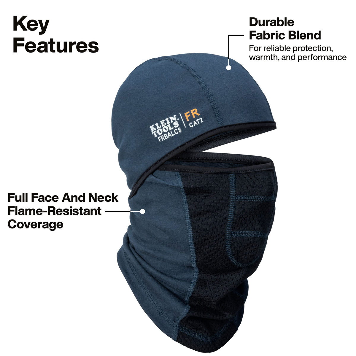 Klein FRBALC8 flame-resistant balaclava head, face and neck coverage