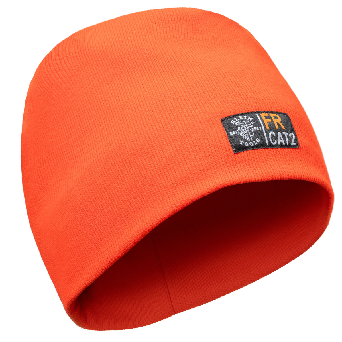 Klein Tools FRBN11 flame-resistant knit beanie in high-visibility orange