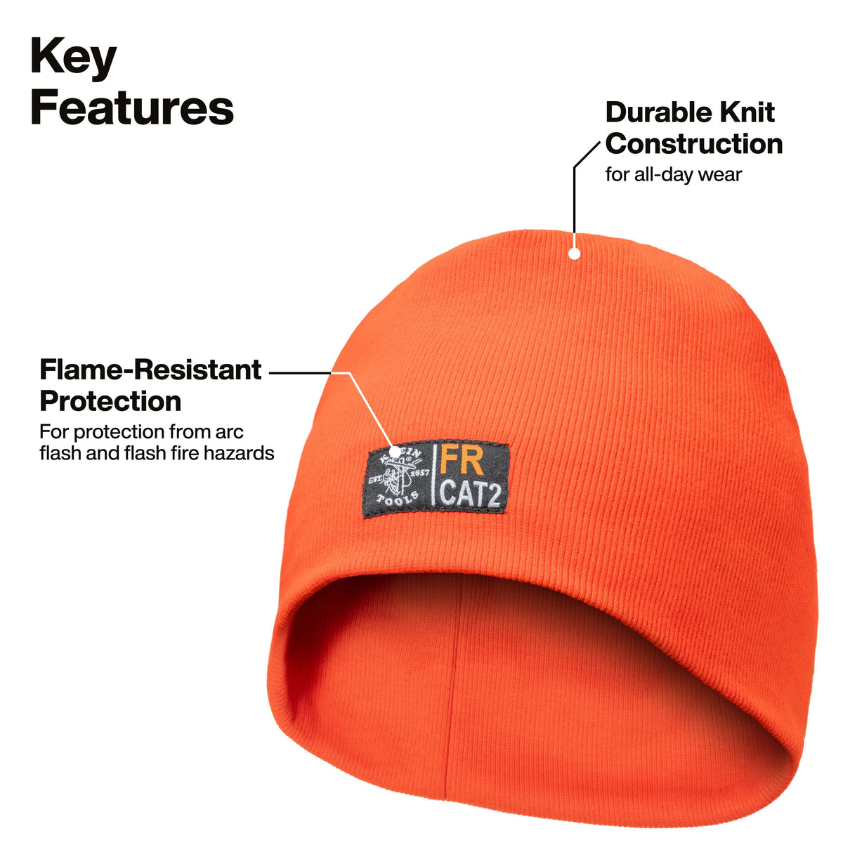 Klein Tools FRBN11 FR beanie arc flash and flash fire rated knit for electrical and utility work