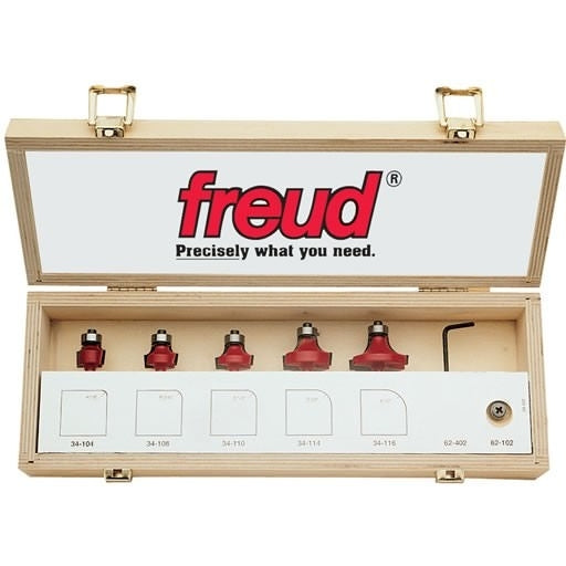 Freud 89-102 5 Piece Round Over/Beading Router Bit Set (1/4-Inch Shank)