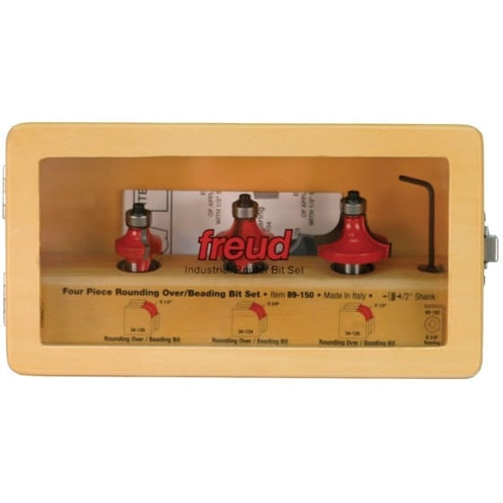 Freud 89-150 3 Piece Round Over/Beading Router Bit Sets (1/2-Inch Shank)