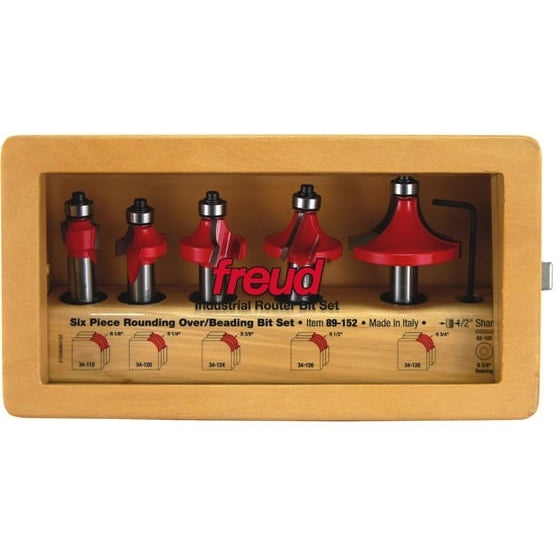 Freud 89-152 5 Piece Round Over/Beading Router Bit Set (1/2-Inch Shank)