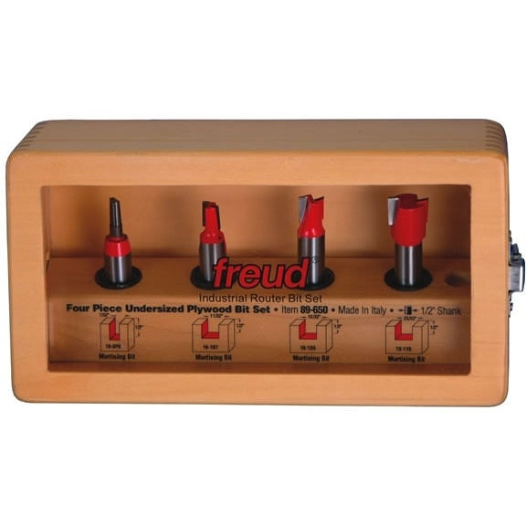 Freud 89-650 4 Piece Undersized Plywood Router Bit Set (1/2-Inch Shank)