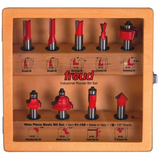 Freud 91-108 9 Piece Basic Router Bit Set (1/2-Inch Shank)
